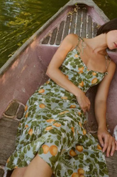 Vacation Floral Bandage Flounce V Neck A Line Dresses